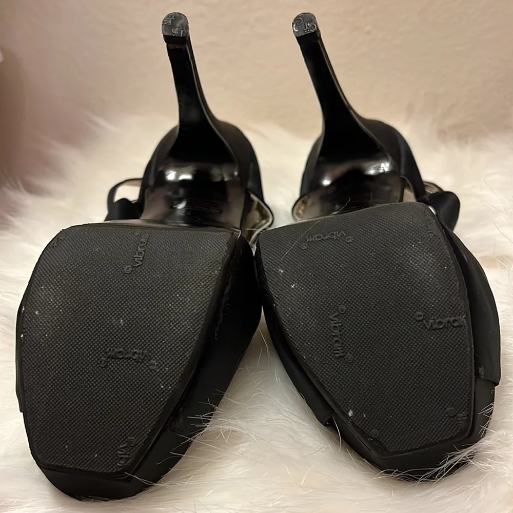 TONY BOWLS stunning black platform heels with rhinestones Size 7